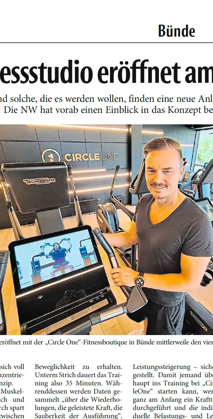 Zeitungsartikel: Neues Fitnessstudio eröffnet am Ärztezentrum (Neue Westfälische)