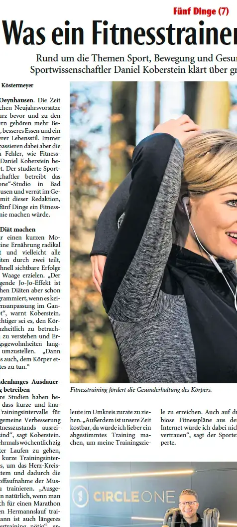 Zeitungsartikel: Was ein Fitnesstrainer nie tun würde (Neue Westfälische)
